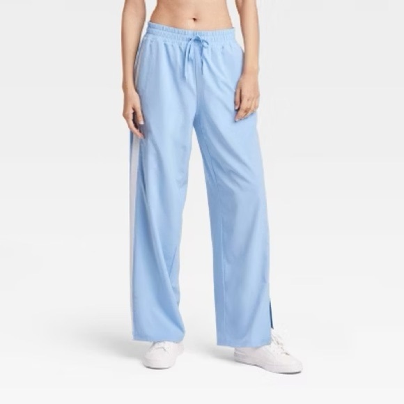 JoyLab Pants - JoyLab Women’s Piped Mid Rise Track Pants NWT Size Medium Blue White Stripe
